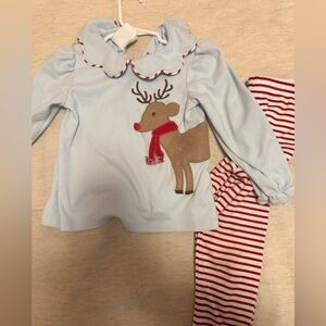 Adorable Reindeer Pajama Set - Light Blue and Red